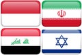 Asian Flag Buttons: Indonesia, Iran, Iraq, Israel Royalty Free Stock Photo