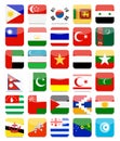 Asian Flags Flat Square Icon Set 2