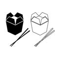 Asian food box and chopsticks icon.