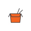 Asian food box filled outline icon