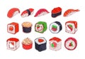 Asian Food collection. Sushi. Vector hand drawn illustration.