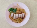 Asian food : Egg noodle with roast pork belly Royalty Free Stock Photo