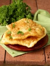 Asian food fried pies with meat (cheburek)