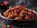 Delicious General Tso's chicken photography, explosion flavors, studio lighting, studio background, well-lit Royalty Free Stock Photo