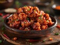 Delicious General Tso's chicken photography, explosion flavors, studio lighting, studio background, well-lit Royalty Free Stock Photo