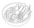 Asian food.Hand drawn asian food on white isolated background. Royalty Free Stock Photo