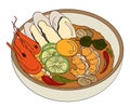 Asian food.Hand drawn asian food on white isolated background. Royalty Free Stock Photo