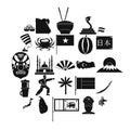 Asian food icons set, simple style Royalty Free Stock Photo