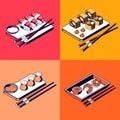 Asian Food Isometric 2x2 Design Concept