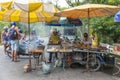 Asian food, meat and fish at the barbecue Royalty Free Stock Photo