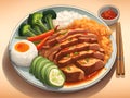 asian food menu. chicken, rice, vegetables and meat Royalty Free Stock Photo