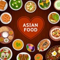 Asian food. National dishes on a wooden background.