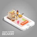 Asian food online vector isometric illustration