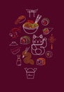 Asian food poster color red