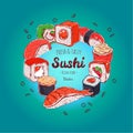 Asian Food poster. Vector Sushi