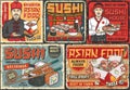 Asian food set flyers colorful