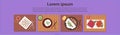 Asian Food Set Sushi Korean Thai Dishes Top Angle View Template Background Horizontal Banner
