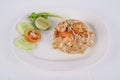 Asian food  Shrimp fried rice with vegetable on white the background Royalty Free Stock Photo