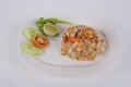 Asian food  Shrimp fried rice with vegetable on white the background Royalty Free Stock Photo