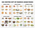 Asian food vector set. Chinese, Vietnamese, Indian, Japanese, Korean, Thai dishes flat vector illustration clipart cartoon