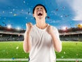 Asian football fan celebrate Royalty Free Stock Photo