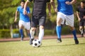 Asian football players playing on field Royalty Free Stock Photo