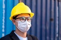 Asian foreman wear masks protect spreading of Covid 19 by wearing face masks