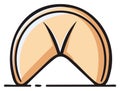 Asian fortune cookie vector illustration with a paper inside outlined Royalty Free Stock Photo