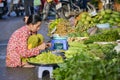 Asian fresh fruit and vegetable market Royalty Free Stock Photo