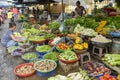 Asian fresh fruit and vegetable market Royalty Free Stock Photo