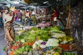 Asian fresh fruit and vegetable market Royalty Free Stock Photo