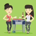 Asian friends having fun at barbecue party. Royalty Free Stock Photo