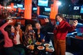 Asian friends singing at karaoke club and make selfie Royalty Free Stock Photo