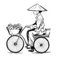 Asian fruit seller on the bicycle