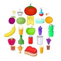 Asian fruits icons set, cartoon style Royalty Free Stock Photo