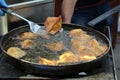 Asian fryied meat filled pasties on the pan