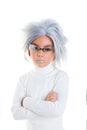 Asian futuristic kid girl with gray hair serious