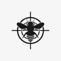 Asian giant hornet or bee icon red target. Anti wasp vector. Red prohibiting target