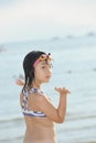 Asian girl on beach