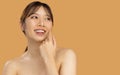 Asian girl beauty face care facial treatment. Young asian beautiful woman clean fresh body and face skin