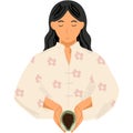 Asian girl brew japanese tea vector isolated icon