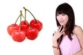 Asian girl and cherry