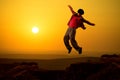 Asian girl dancing in sunrise Royalty Free Stock Photo