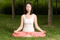 A asian girl doing yoga