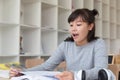 asian girl female teenager studying at school. Student reading b