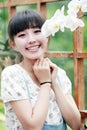 Asian girl with flower Royalty Free Stock Photo