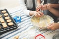 Asian Girl, Kid and young woman are preparing the dough.