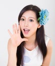 Asian girl make up spa model in flowers Royalty Free Stock Photo