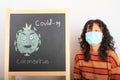 Asian girl in medical mask scared of coronavirus Royalty Free Stock Photo
