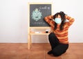 Asian girl in medical mask scared of coronavirus Royalty Free Stock Photo